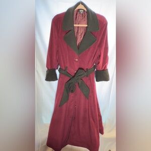 Unique Vintage Sz 14 Burgundy and Charcoal Women's Swing Coat